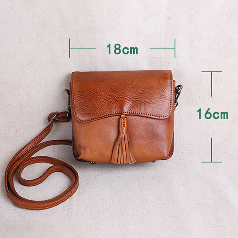 AETOO Pure handmade leather women's bag, mini small square bag, leather retro bag, literary series one-shoulder bag