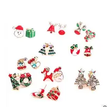 Милая серьга с рождественской тематикой Санта Клаус Снеговик Милая елка колокольчик ювелирные изделия аксессуары Романтические Рождественские подарки для женщин девочек