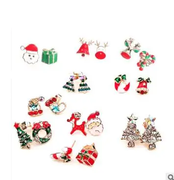 

Cute Christmas Earring Santa Claus Snowman Lovely Tree Bell Jewelry Accessories Romantic Christmas Gifts for Women Girls