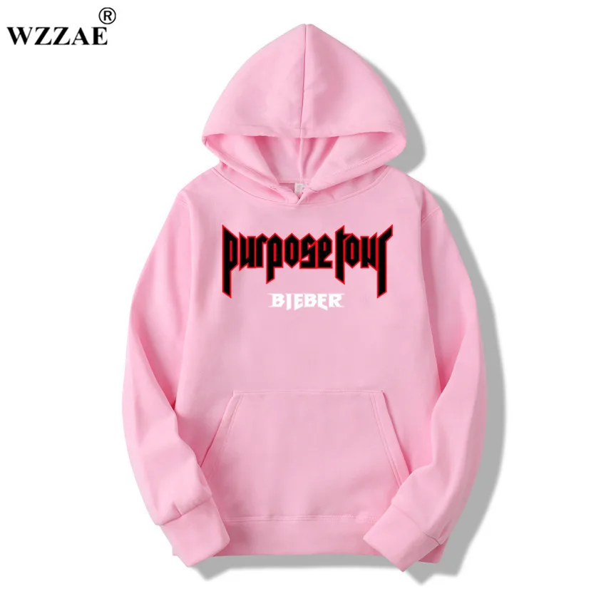 WZZAE 2018 New Winter Fleece Justin Bieber men and woman Hoodies & Sweatshirts Pure Cotton Single Men Hoodies Purpose Tour