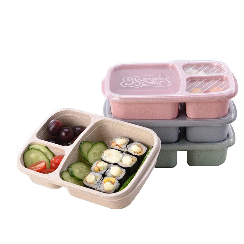 

Wheat Fiber Microwave Tableware Lunch Box Eco-Friendly Student School Food Container Food Storage Box Bento Travel Dinnerware