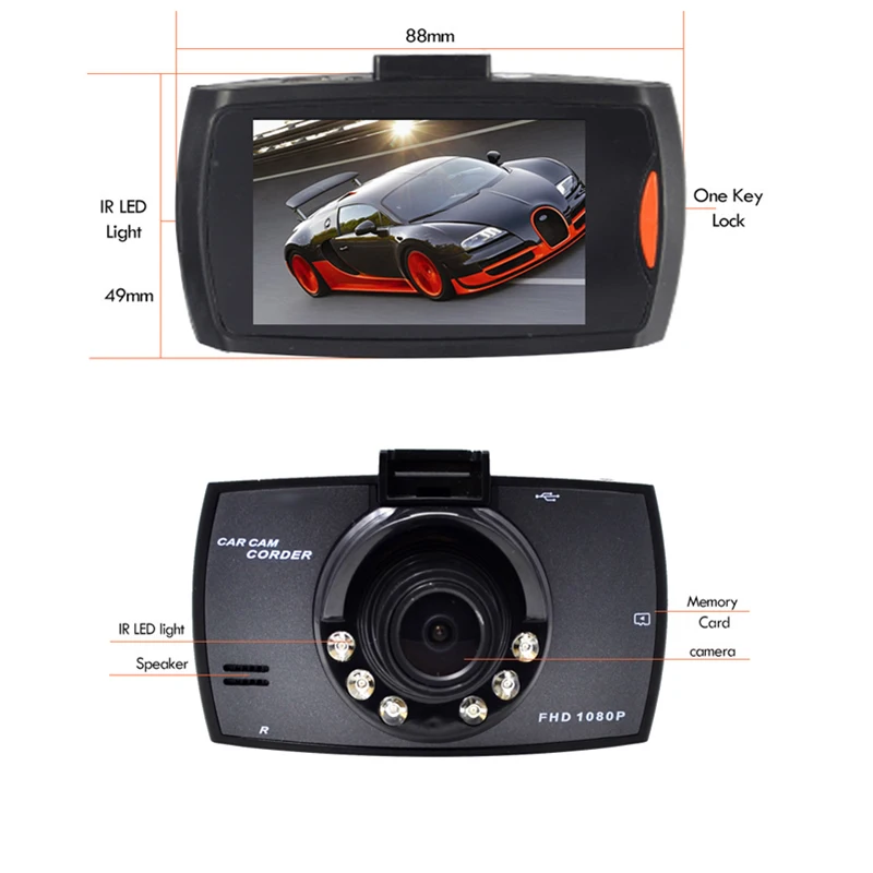 2 7 дюймов Full HD 1080P Автомобильный видеорегистратор IPS экран Автомобильная камера с