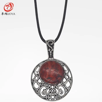 New round natural stone turquoise with alloy pendant DIY men jewelry for women and 45x65MM opal colar feminino charms pingente