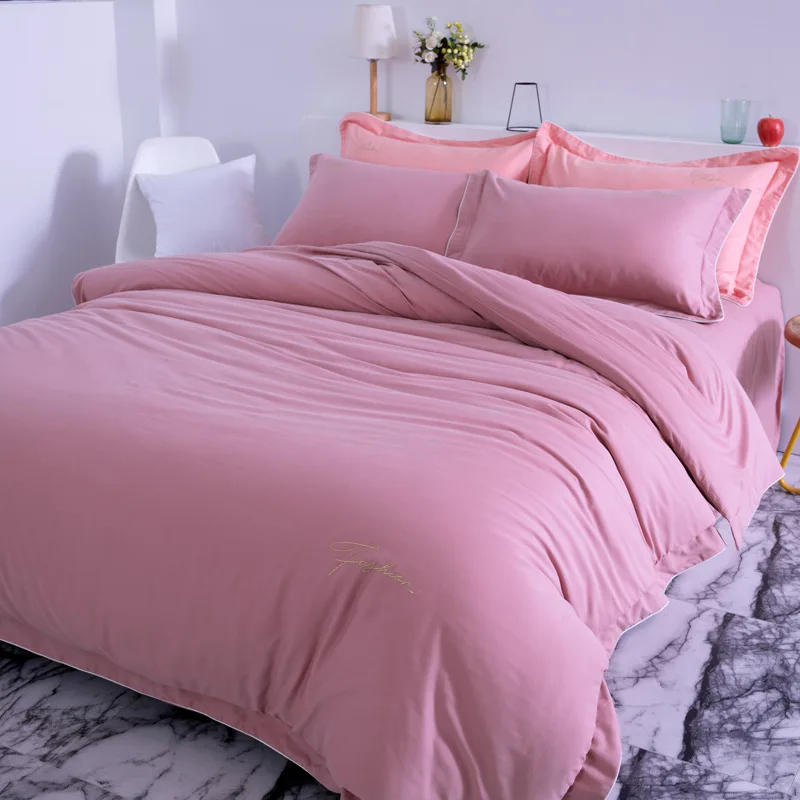 

ROWBOE brand High-end cotton quilt cover sheet pillowcase four-piece set of comfortable thick warm solid color home textile
