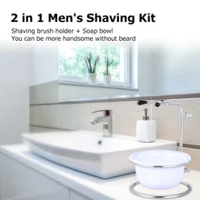 2 в 1 Для Мужчин's бритвенные принадлежности для бритья щетки мыло чаша Мужской Бороды для бритья мыло Чаша для бритья стенд