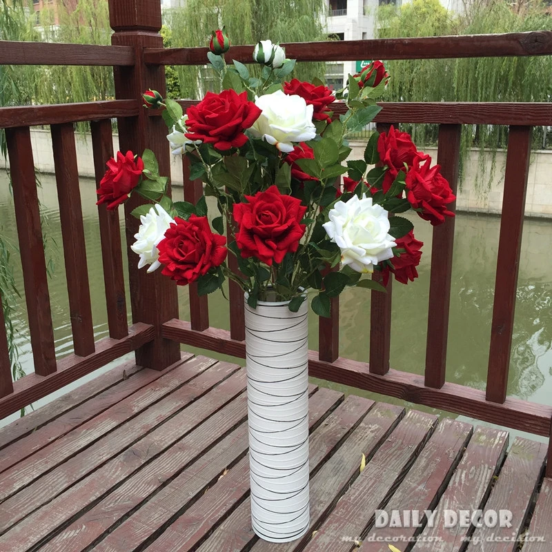 

Wholesale!!! 3 heads103cm high simulation long stem large Velvet Rose artificial big lint rose silk flowers from GuangZhou10pcs