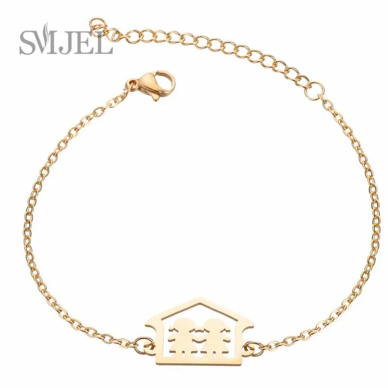 SMJEL Roommate Close friend Shape Charm Bracelet Stainless Steel Bracelets Jewelry For Best Friend Perfect Birthday Gift idea