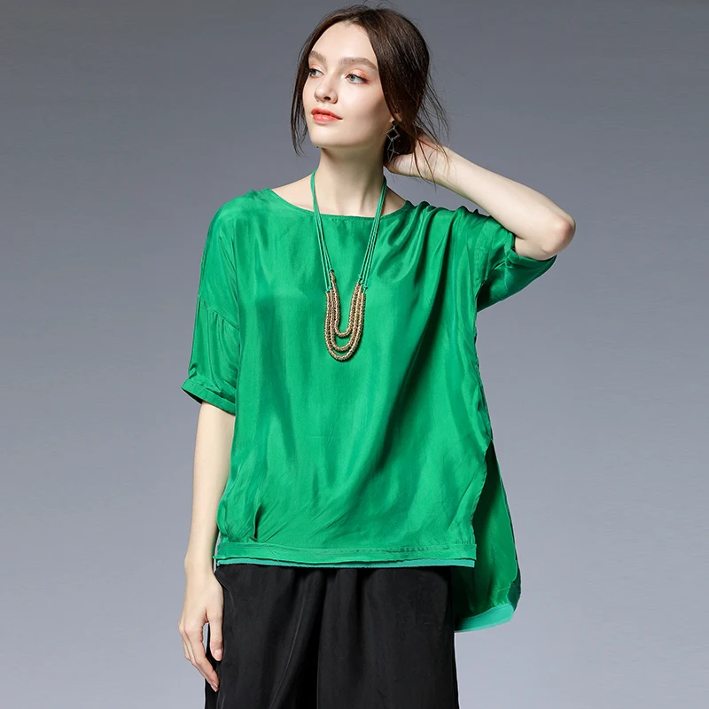 

Blouses&shirts Plus Size Woman Summer Top 2019 lady black oversized irregular length blouses tops shirts 4xl