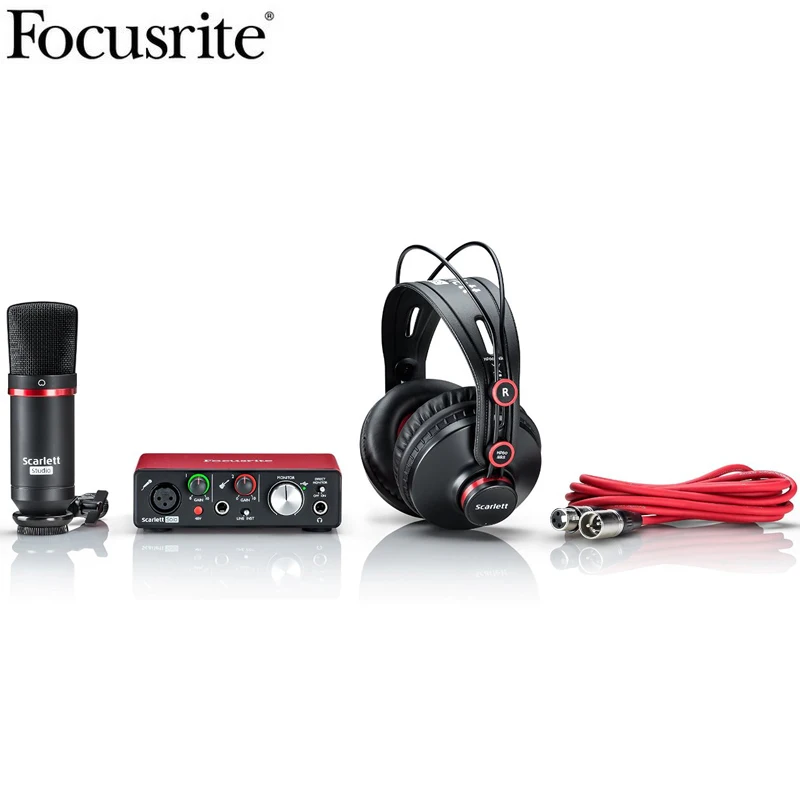 Focusrite Scarlett Solo Studio(2nd Gen) USB Запись Звуковая карта гарнитура Набор аудио интерфейс студийный пакет включает CM25 и HP60