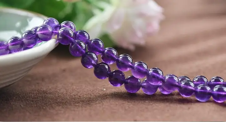 Joanlyn полная цепочка Класс AAA Натуральный Уругвайский аметист бусины 4 мм-10 мм не окрашенная гладкая полировка Круглый 15 дюймов прядь AT06