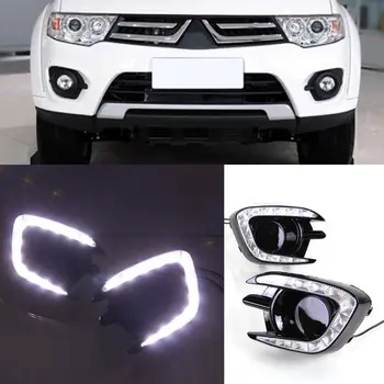 

For Mitsubishi Pajero /Pajero Sport 2013-2015 Bright black housing White LED DRL