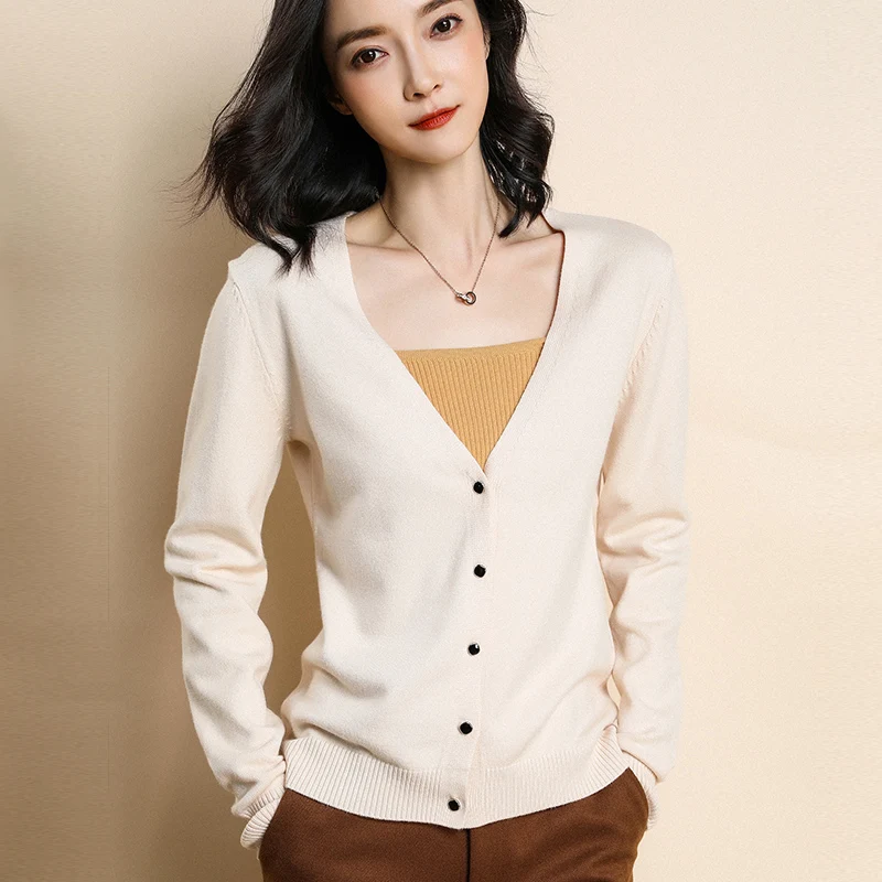 

LOWEST PRICE 2018 New Listing High Quality Wool sweater Cardigan Women V-Neck Design Genuine Goods