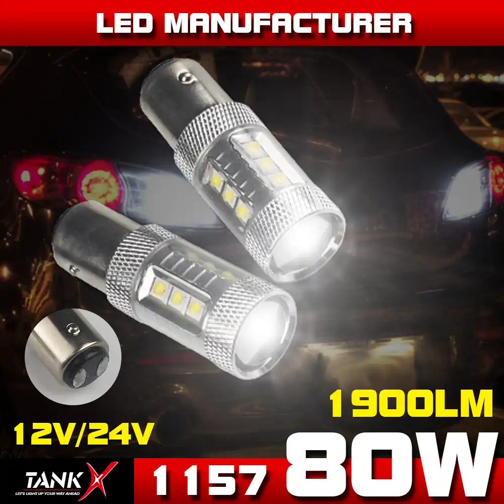 2шт 80 Вт светодиодный высокомощный Cree яркий белый светильник 1157 BAY15D 16 s 12V