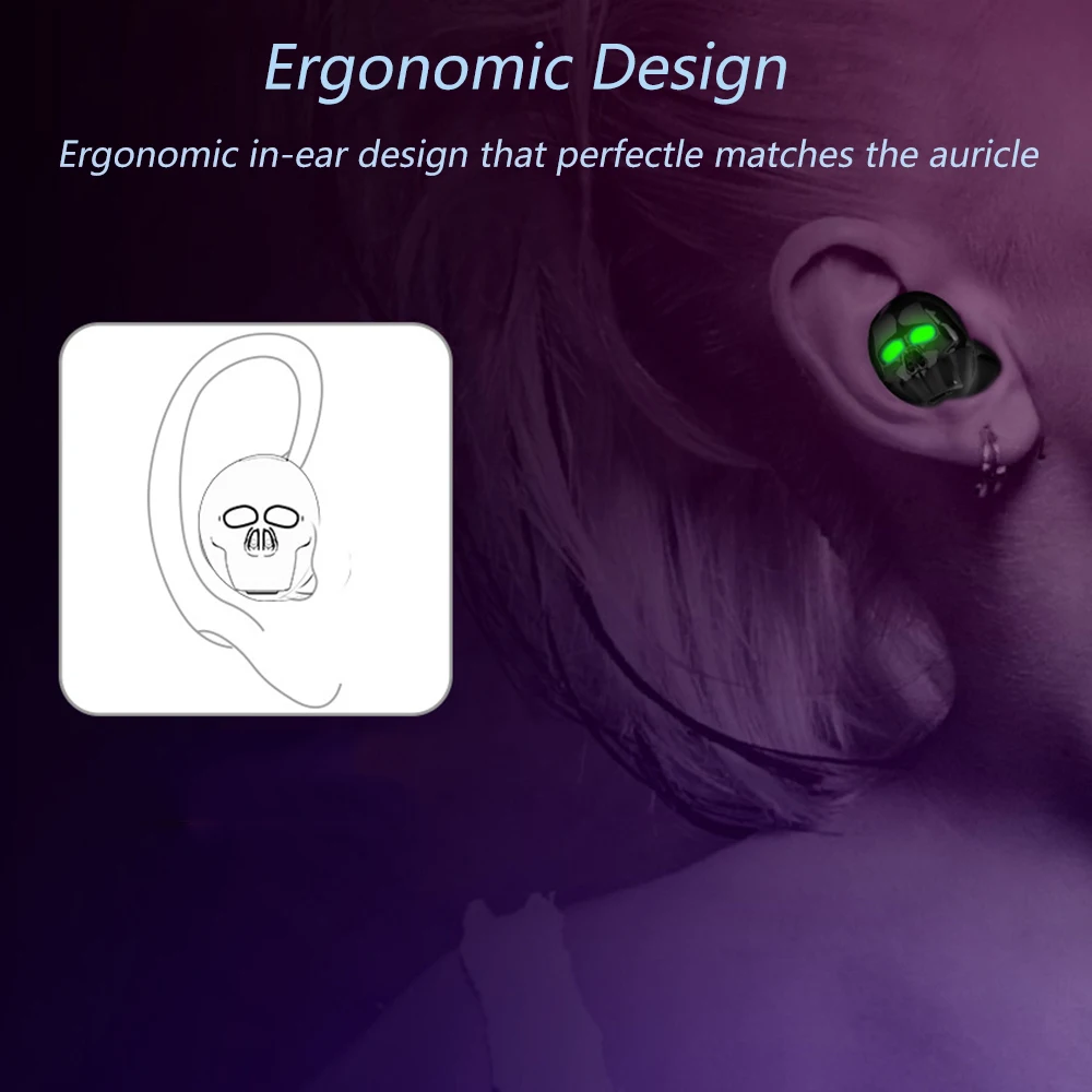 Skull Bone wireless Bluetooth Earphone with Microphone Noise Cancelling Hi Fi Handsfree Bass Stereo Mini Micro Earbud Earpiece