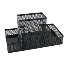 Black Mesh Style Pen Pencil Ruler Holder Desk Organizer