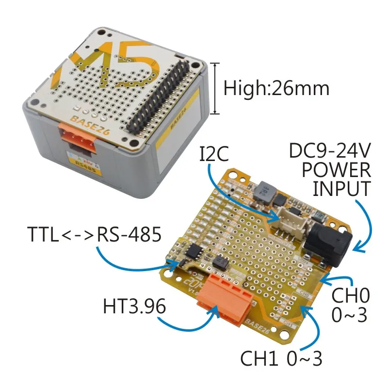 M5Stack Base26 Proto промышленная плата модуль высоко настраиваемый M-BUS Расширение пластиковый корпус