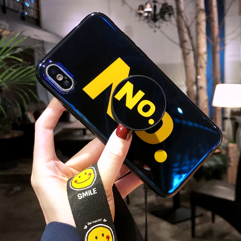 Лидер продаж да или нет Kickstand чехол для телефона iPhone X с ремешок глянцевая крышка