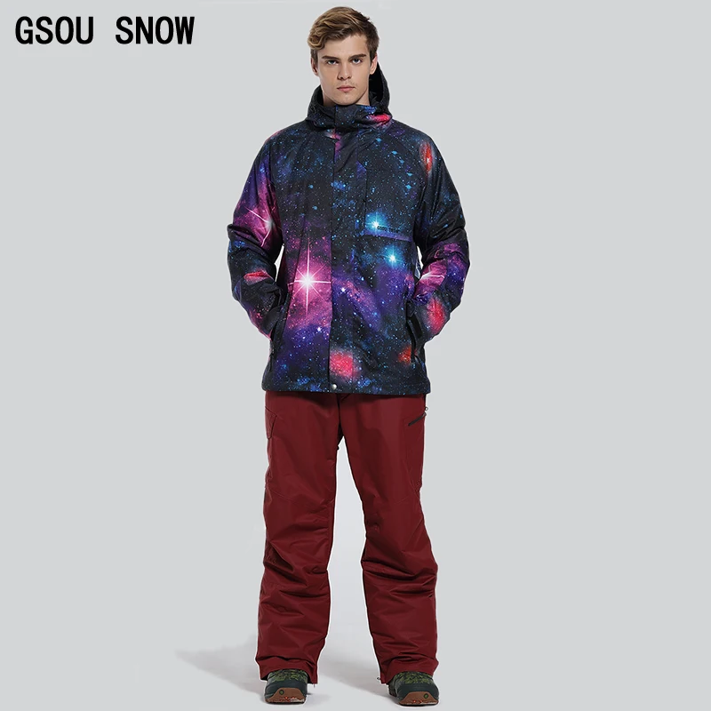 2017 mens starry sky ski suit male wolf head snowboarding skiing suit