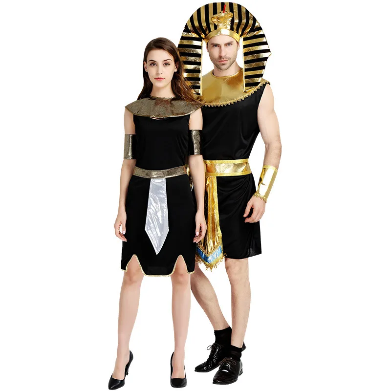 Adult Men Egyptian Pharaoh Tutankhamun King Costume Cleopatra Girl Halloween Party Traditional Egypt Egyptian queen clothing