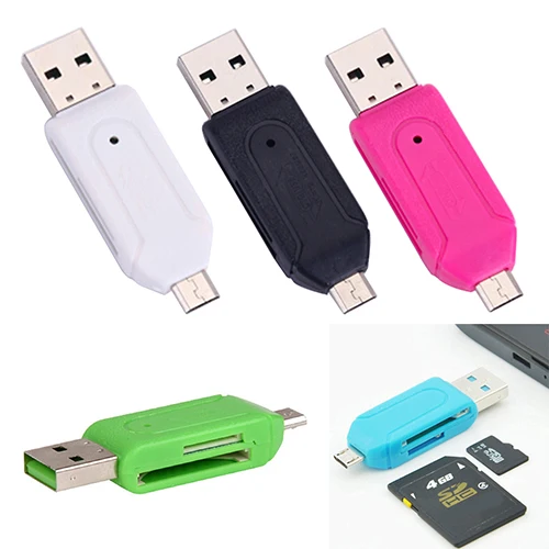 2 in 1 USB OTG SD Card Reader Universal Micro USB TF SD Card Reader for 3