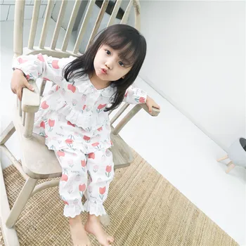 

Autumn New 2018 Baby girls winter suit underwear little kids long john pajamas sleep wear underwear set boutique high quality