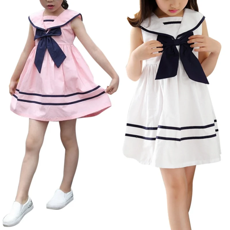 Baby Girls Dress College School Uniform Striped Dress Summer Children's