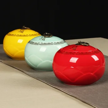 

Ceramic tea caddy 835ML red glaze tea cans canister castelli jars for storage Sets for spices food container