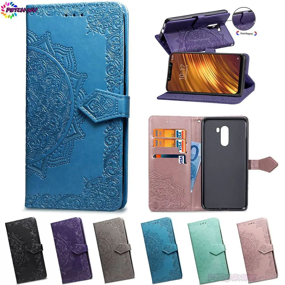 Wallet Flip For Xiaomi Pocophone F1 M1805E10A Phone PU Leather Case Cover Bag For Xiao mi Poco F1 Silicone Protector Box Coque