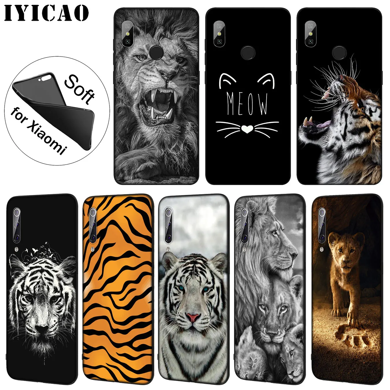 Мягкий силиконовый чехол для телефона IYICAO Tiger The Lion King Xiaomi Mi 10 9 9T CC9 CC9E 8 SE A3 Pro A1 A2 Lite 6