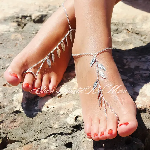 Topdo Lady Gold Color Leaf Anklets Alloy Women Elegant Chain Anklet Beach Charm Adjustable Anklet