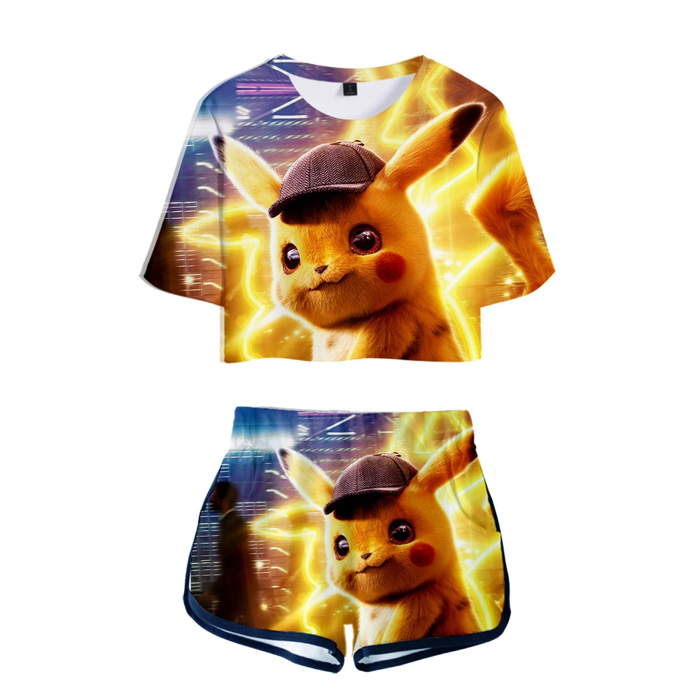 LUCKYFRIDAYF Новый Аниме Покемон Detective Pikachu 3D Двойка комплекты Для женщин моды девушка