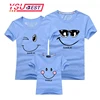 New 2023 Cotton Family Matching T Shirt Smiling Face Shirt Short Sleeves Matching Clothes Fashion Family Outfit Set Tees Tops 1
