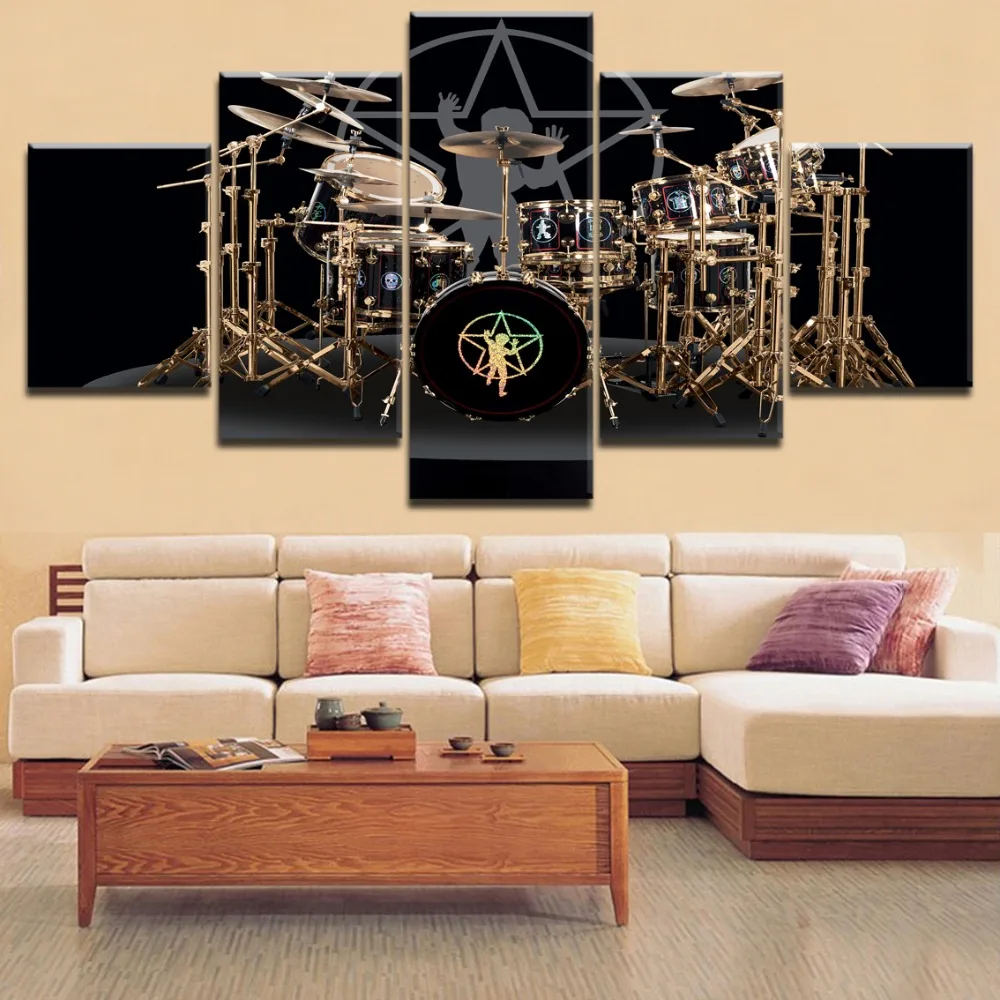 

Framework HD Printing 5 Pieces Painting Musical Instruments Drums Poster Music Type Poster Home Decoative Living Room Or Bedroom