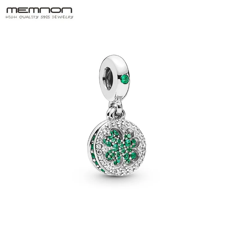 

2019 Spring collection 925 Sterling Silver dangle Dazzling Clover Charms Fit beads Bracelets necklace pendant DIY Memnon Jewelry