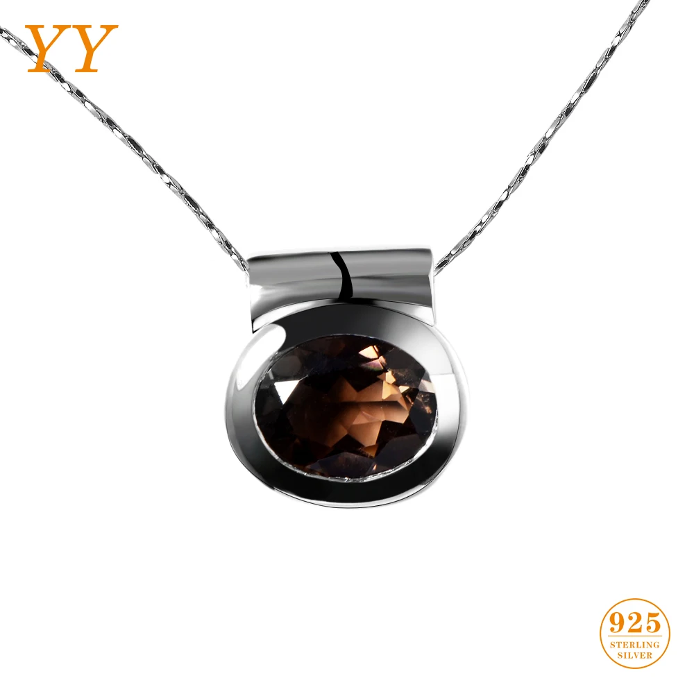 YY Fine Jewelry 925 Sterling Silver Boutique Brown Zirconia Luxury Party Wedding Fashion Woman Round Shape cute Pendant Gift | Украшения и