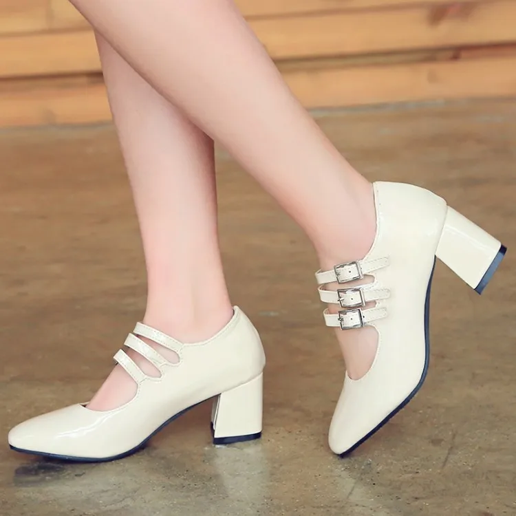 

Big Size 11 12 13 14 ladies high heels women shoes woman pumps Squarehead Package toes Cingulate Thick with Single shoes