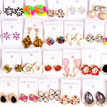 

Hot Sale Wholesale Lots Mixed 10pairs Colors Bohemian Style Pretty Lady's alloy Dangle Stud Earrings (Color: Multicolor)