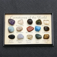 JOVIVI 15 различных 0,25 дюймовых рейки путешествия коллекция натуральные обрушенные драгоценные камни набор камней в пластиковой коробке дисплея