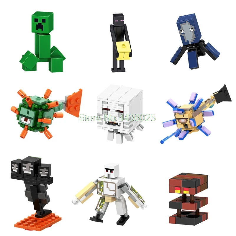 

Single Sale Legoing Minecrafted Figures Ghast Elder Guardian Iron Golem Wither My World Game Figure Building Blocks Toys For Kid