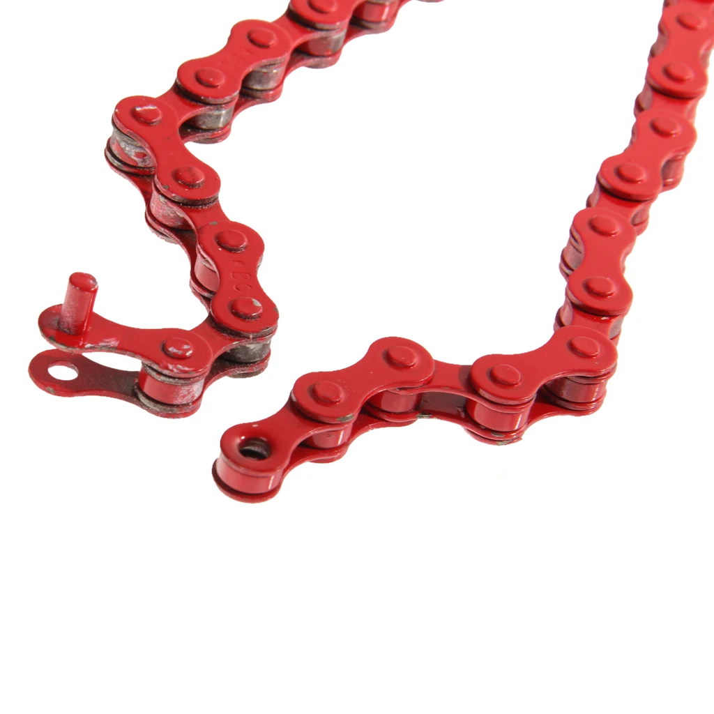 High Strength Steel Magic Button Chain  Bike Chain Fixed Gear Track BMX Single Speed Chains 1/2' X 1/8' Red 