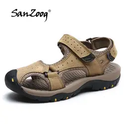 Новый Стиль Пляж дышащие мужские сандалии Летняя брендовая натуральная кожа Одежда высшего качества Для мужчин; Sandale Повседневное