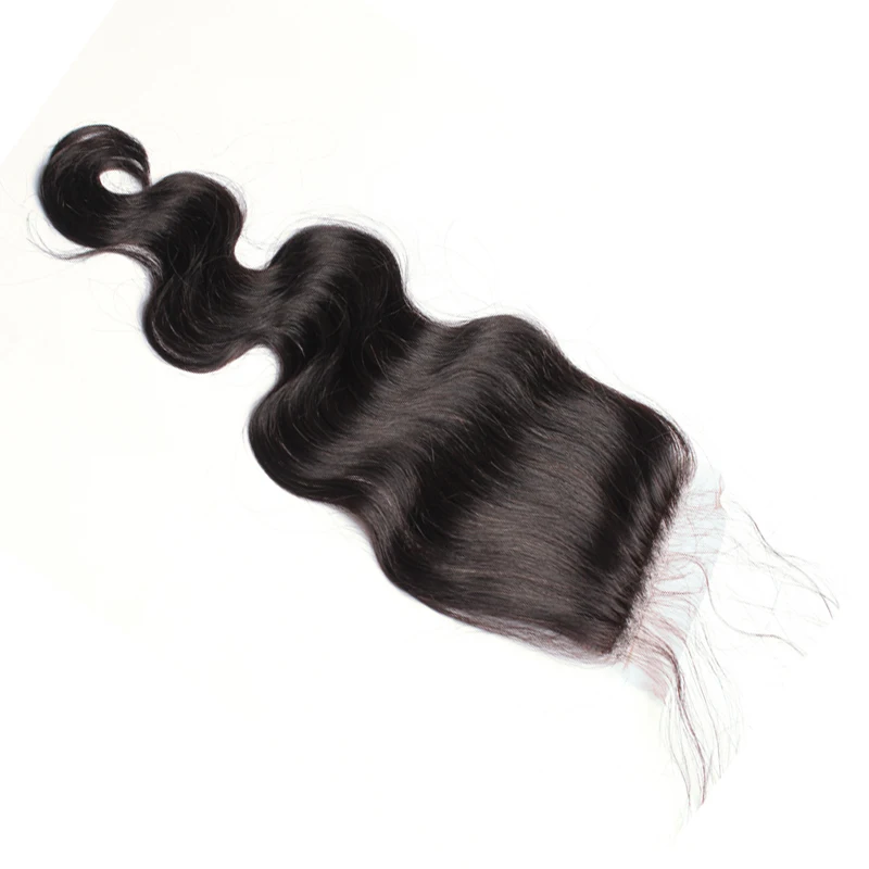 Объемная волна шелковая основа Кружева Закрытие 4x4 бразильские девственные волосы кружева заказ с сеткой с детскими волосами свободная часть человеческих волос CARA