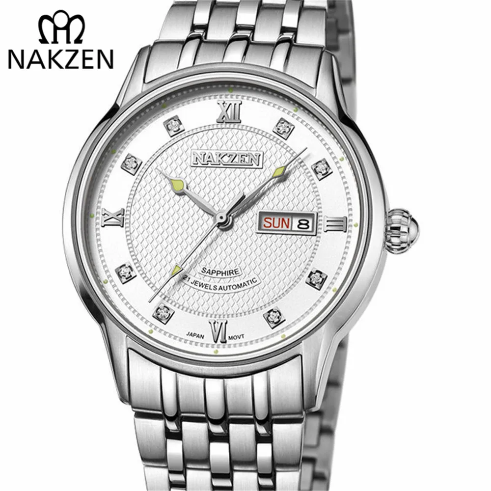Nakzen новый лучший бренд класса люкс Для мужчин часы Швейцария импорт двигаться t