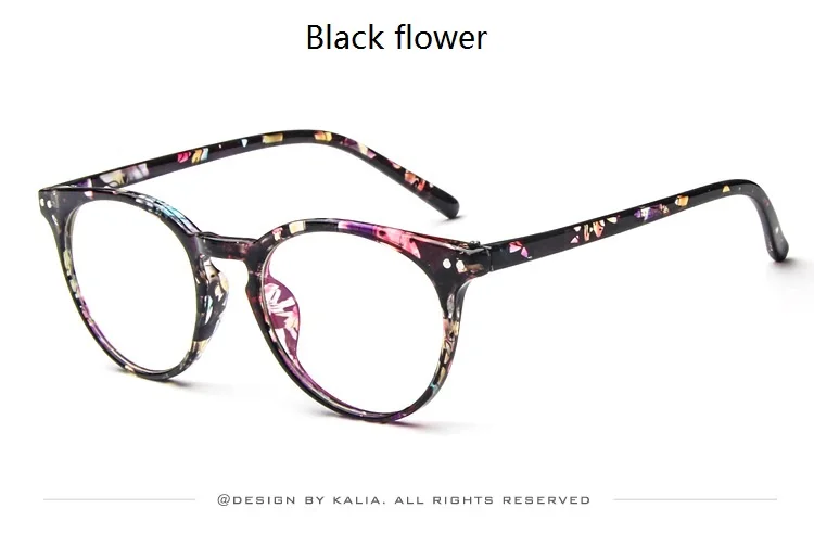 Винтажные прозрачные круглые очки, женские очки, очки для близорукости, мужские очки, оправа, ботан, оптическая, леопардовая оправа, прозрачная - Цвет оправы: Black flower