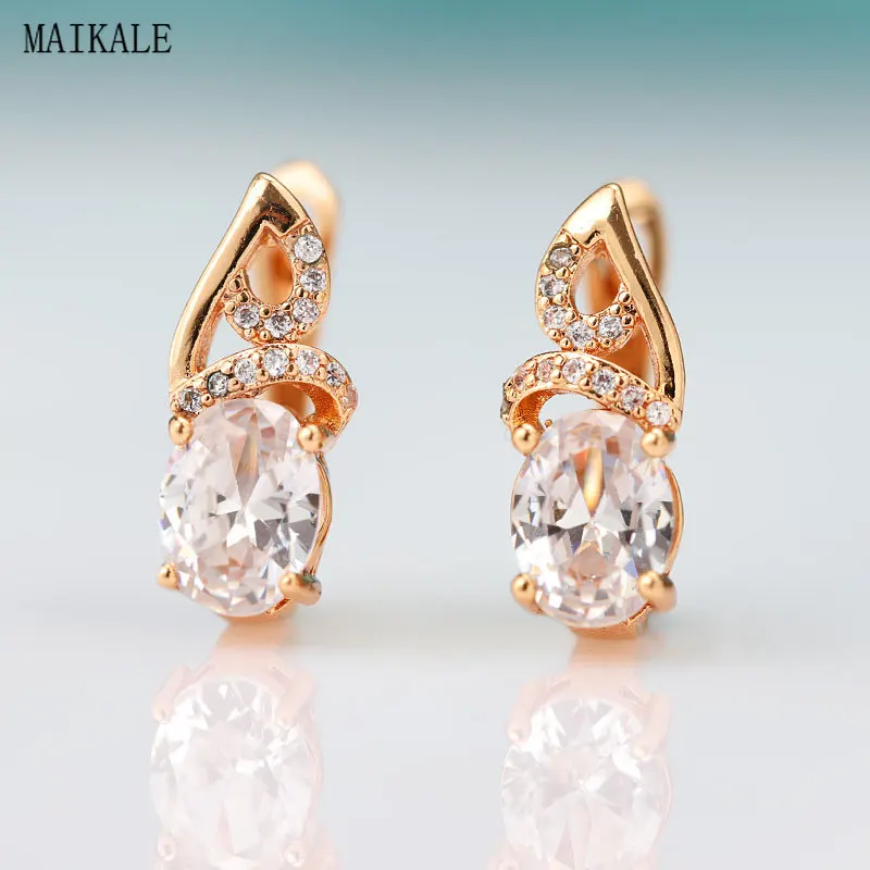 

MAIKALE Trendy Exquisite Cubic Zirconia Stud Earrings for Women Zircon CZ Gold Silver Clip on Earing New Fashion Jewelry Gifts