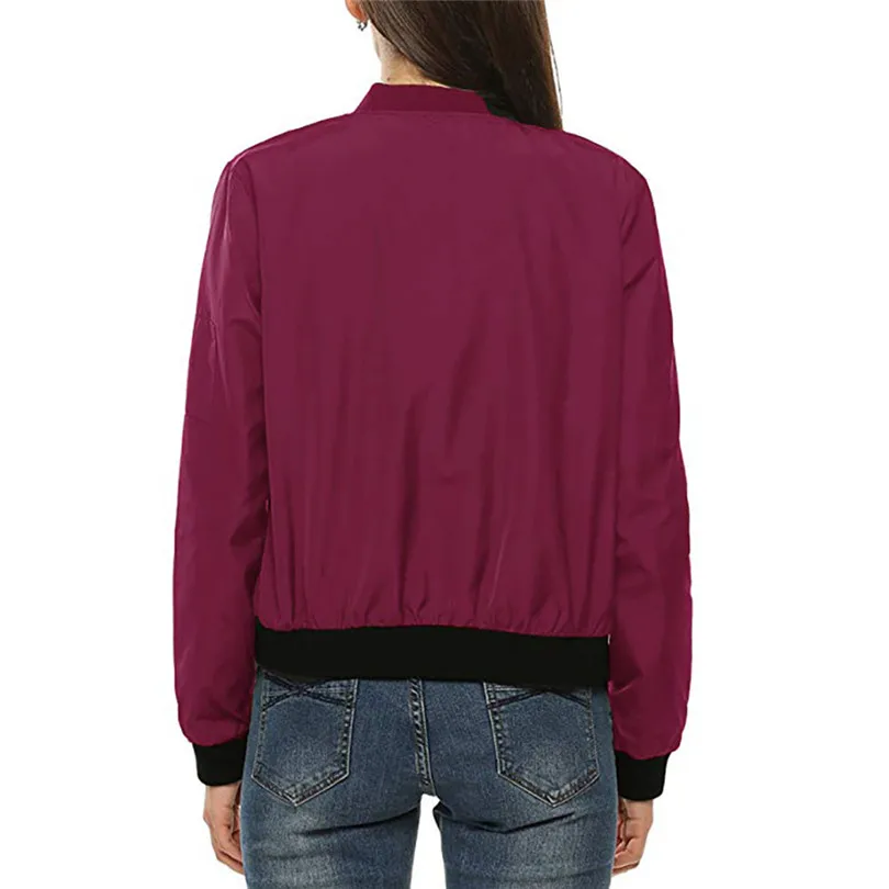 New Fashion Women Classic Quilted Jacket Autumn Winner Casual Short Bomber Solid Jacket Coat Outwear #E15 (18)