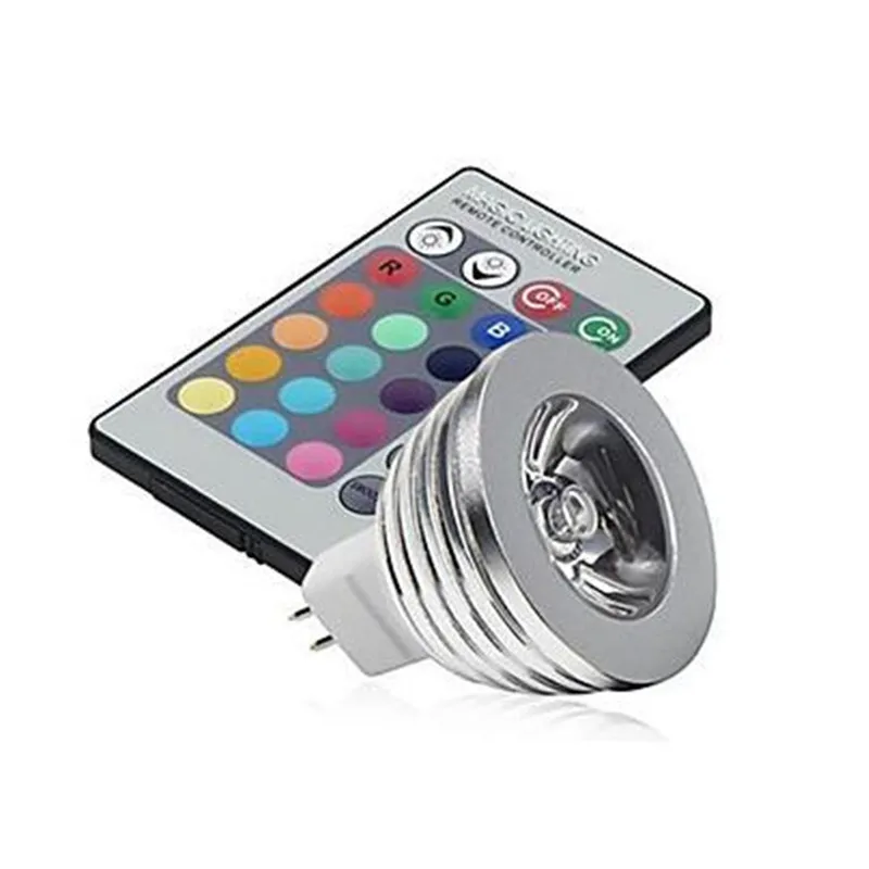 MR16 RGB Светодиодный прожектор 12 В меняющий цвета 3 Вт Светодиодный светильник с 24 клавишами ИК-пульт дистанционного управления