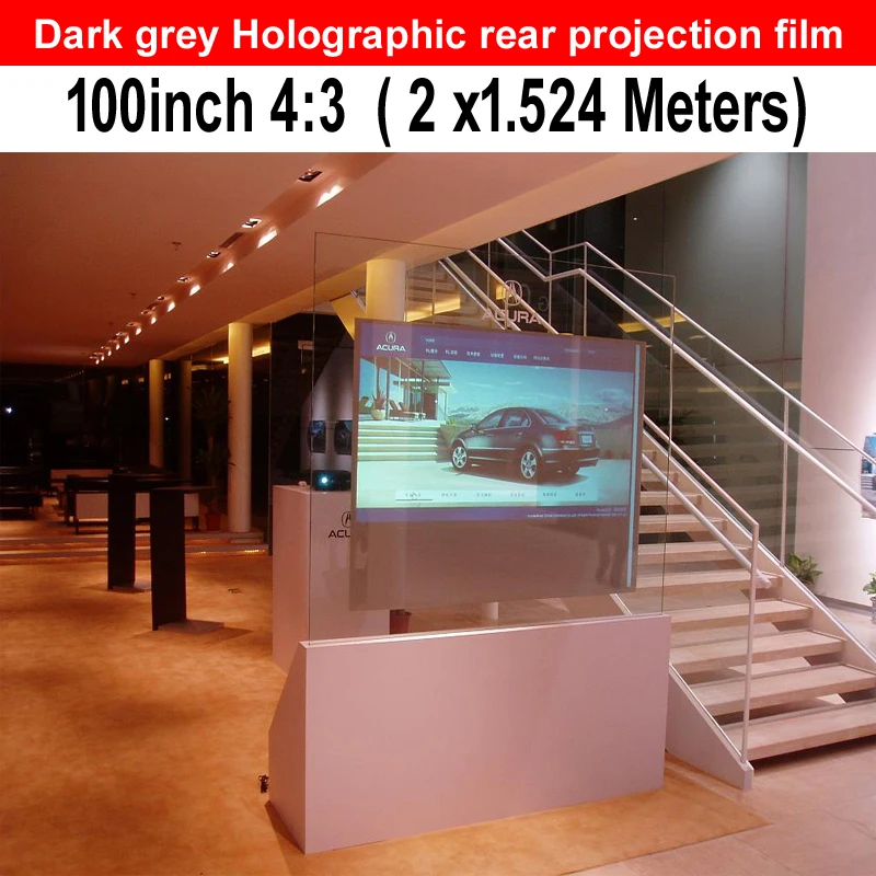 100 дюймовый 4:3 темно-серый голографической проекции Плёнки, задний прозрачный голографический экран самоклеящиеся