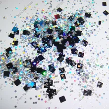 50 г/лот x Смешанные Лазерные цвета(блестящий порошок+ квадрат+ шестигранник) блестка Spangles форма для украшения ногтей и блестки для ногтей