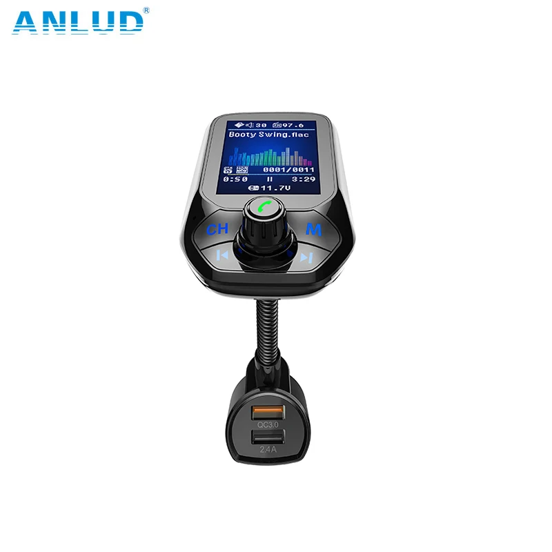 ANLUD FM передатчик Bluetooth Car Kit MP3 плеер Цвет ЖК дисплей fm Беспроводной Quick Charge 3 0 Dual USB Aux